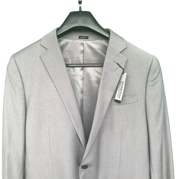 J. Ferrar Mens Grey Stretch Technology Slim Fit 2 Button Blazer Size 44 Long - Picture 3 of 7